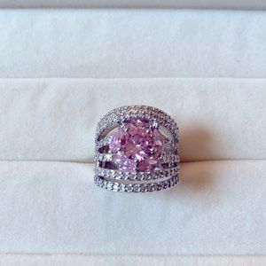 Large Pink CZ cocktail ring